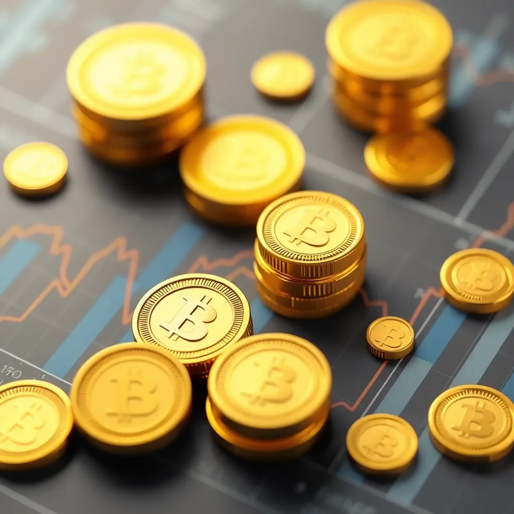 Close-up image of shiny gold bonds certificates with a golden background